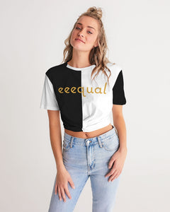 Black & White | Twist-Front Cropped Tee