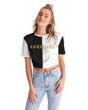 Black & White | Twist-Front Cropped Tee